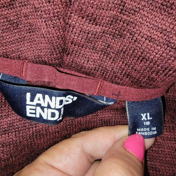 Lands' End cranberry cowl neck pullover sweatshirt XL (18) - Picture 4 of 5